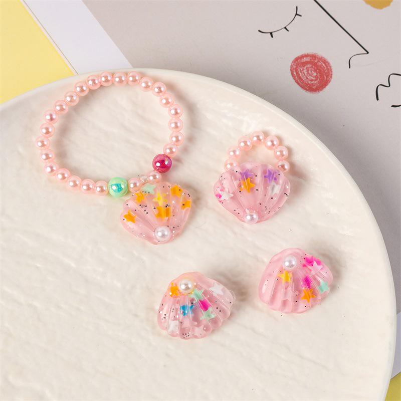 Children s Pink Faux Pearl Bracelet with Cute Pendant