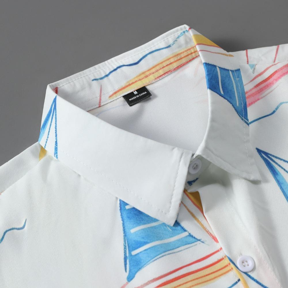 Summer Men's Short Sleeve Shirt Fashion Casual 3D Print Beach Holiday Loose Breathable Short Sleeve Men's Shirt