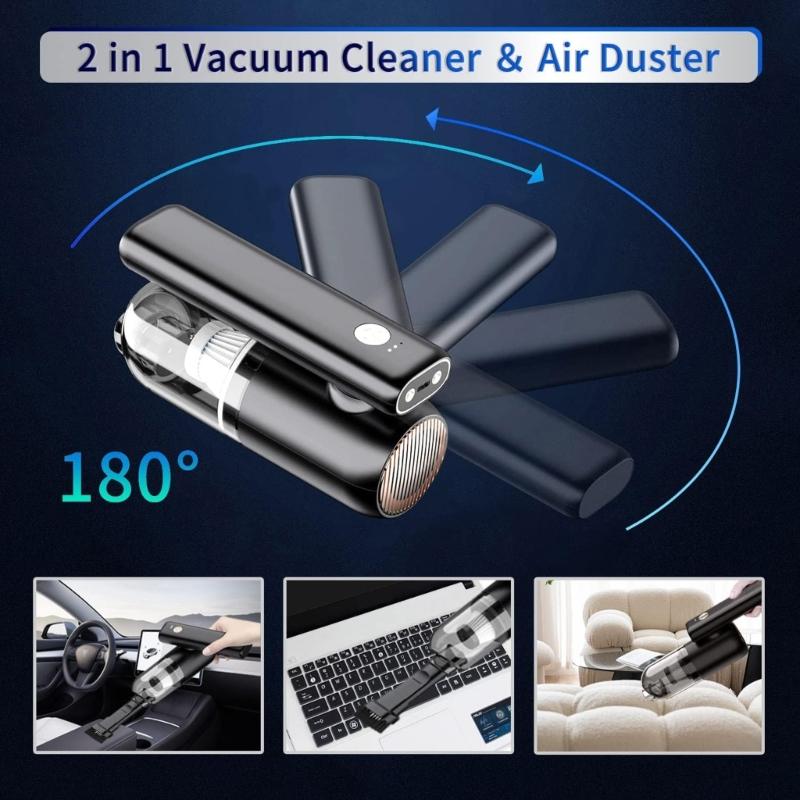 Portable Rechargeable Car Vacuum Cleaner with 2 LED Light Handheld High Speed Motor Dry Wet Electric Dust Cleaning Tool