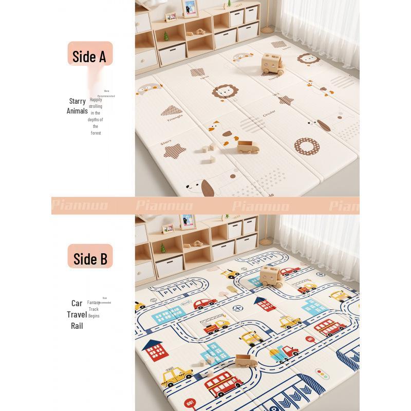 Foldable, Odorless Foam Baby Crawling Mat - Thick, Interlocking Design for Infant Play In Living Room (Girls)