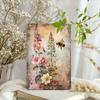 Vintage Metal Poster Bee Flowers, Wall Tin Sign for Kitchen Bar Decor 8x12 Inch