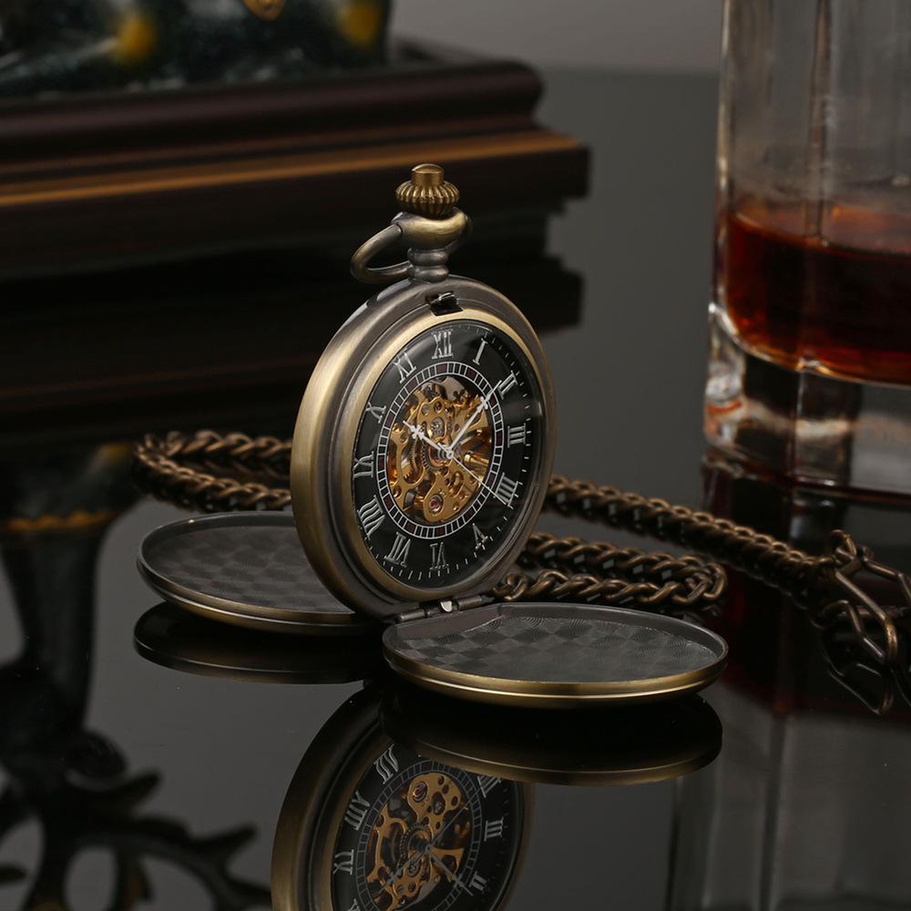 Vintage Double-Lid Polished White Metal Mechanical Pocket Watch - Glossy Student Gift & Commemorative