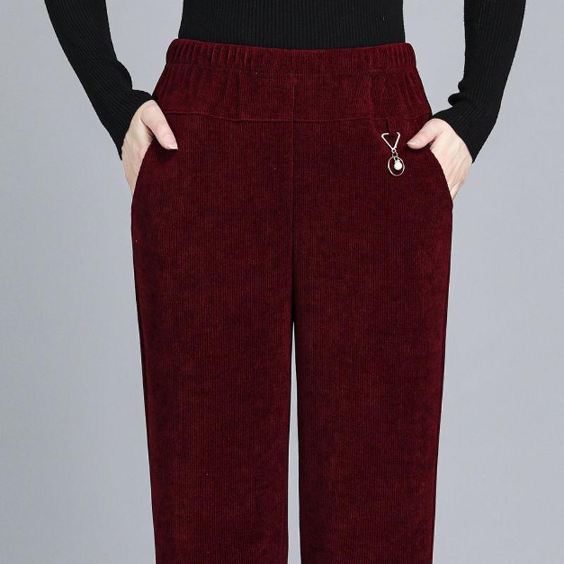Women's Corduroy Straight-Leg Pants with Velvet Lining – Loose Fit for Autumn and Winter