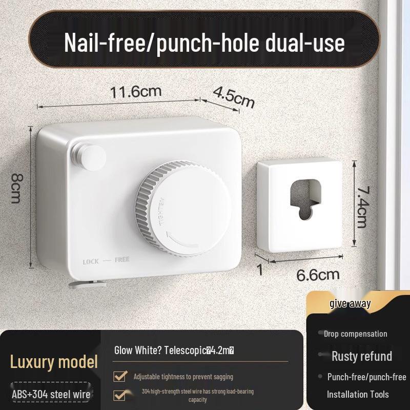 

Внутренняя выдвижная сушилка для белья - Невидимая, установка без сверления для ванной комнаты или балкона