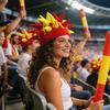 Hattar med fotbollsfanflaggtema, partyhattar, festhattar, hattar för att titta på och heja på matchen.