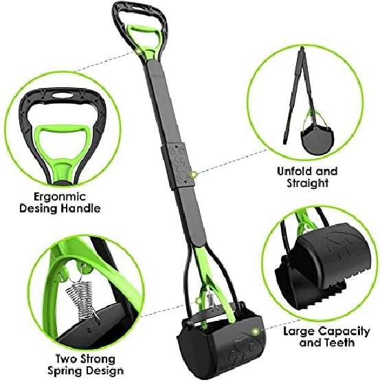 TIMINGILA Pooper Scooper 28" Long Handle Portable Pet Poop Scooper for Large and Small Dogs,High Strength Material and Durable Spring,Great for