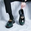 High-End Luxury Men's Leather Shoes Summer High-End Thick Bottom Fashion Bright Surface Slip-On Casual Loafers Leisure Shoes