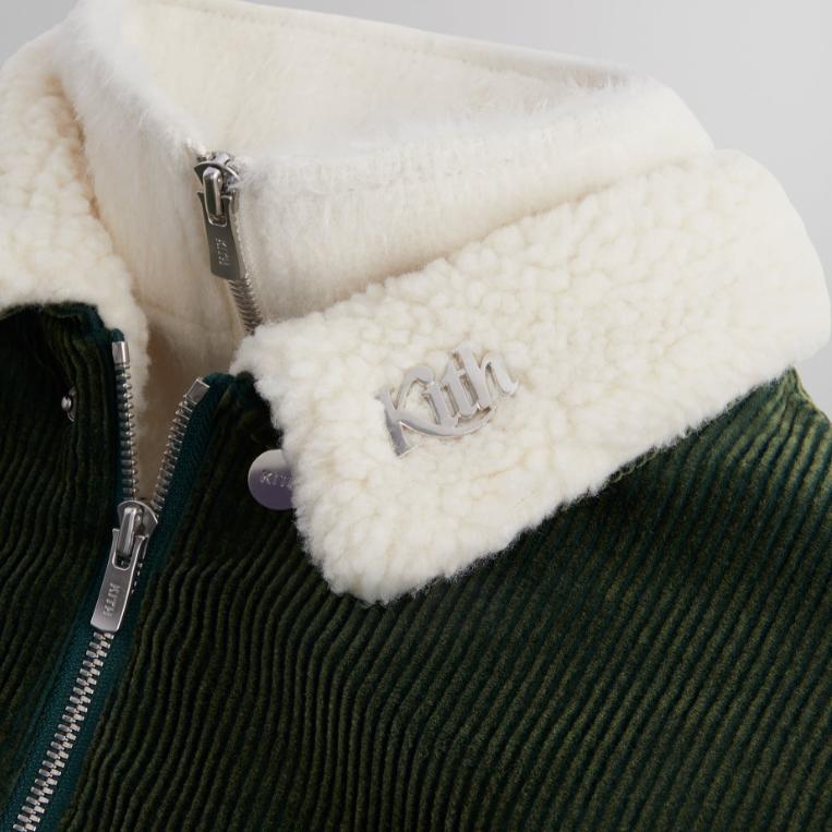 KITH Color Block Pocket Spliced Collar Fleece Warm Jacket Men jackets Green KHM010480