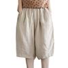 In Stock: Women's Summer Retro Cotton Linen Pants - Elastic Waist, Five-Point Design, Plus Size, Casual Style