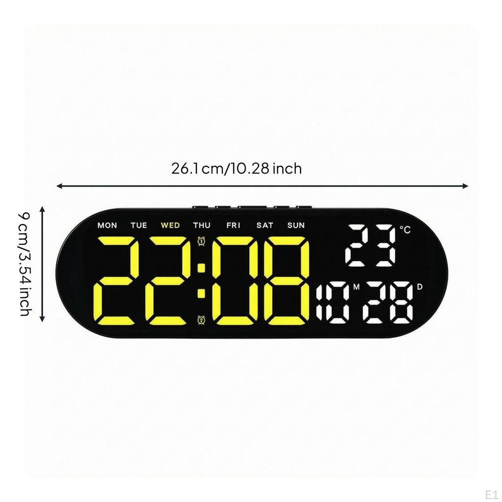 Alarm Clock with Temperature Display Ambient Light Band Digital Rectangular Desk Gadget