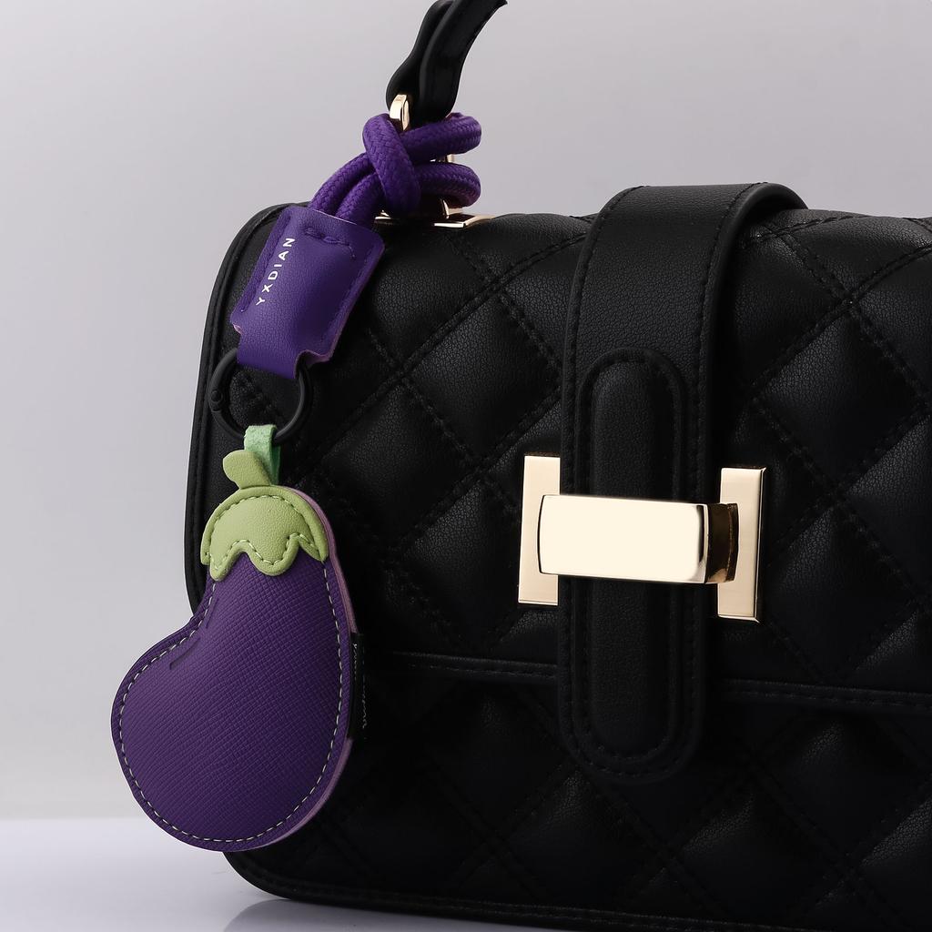 Creative Cartoon Vegetable Bag Pendant PU Leather Chili Pepper Carrot Eggplant Bag Charm for Men Women Decoration Gift Bag Charm