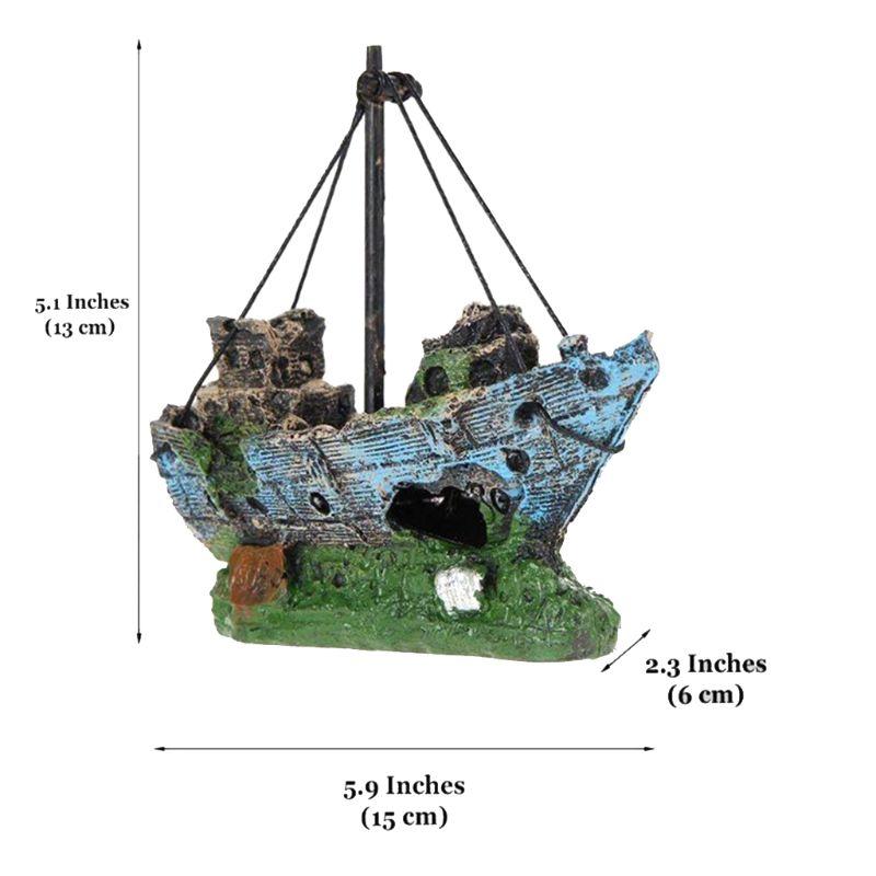 Creative Aquarium Sunken Ship Decorations Resin Pirate Ship Submarines Ornaments Landscaping For Small Medium Fish Tank