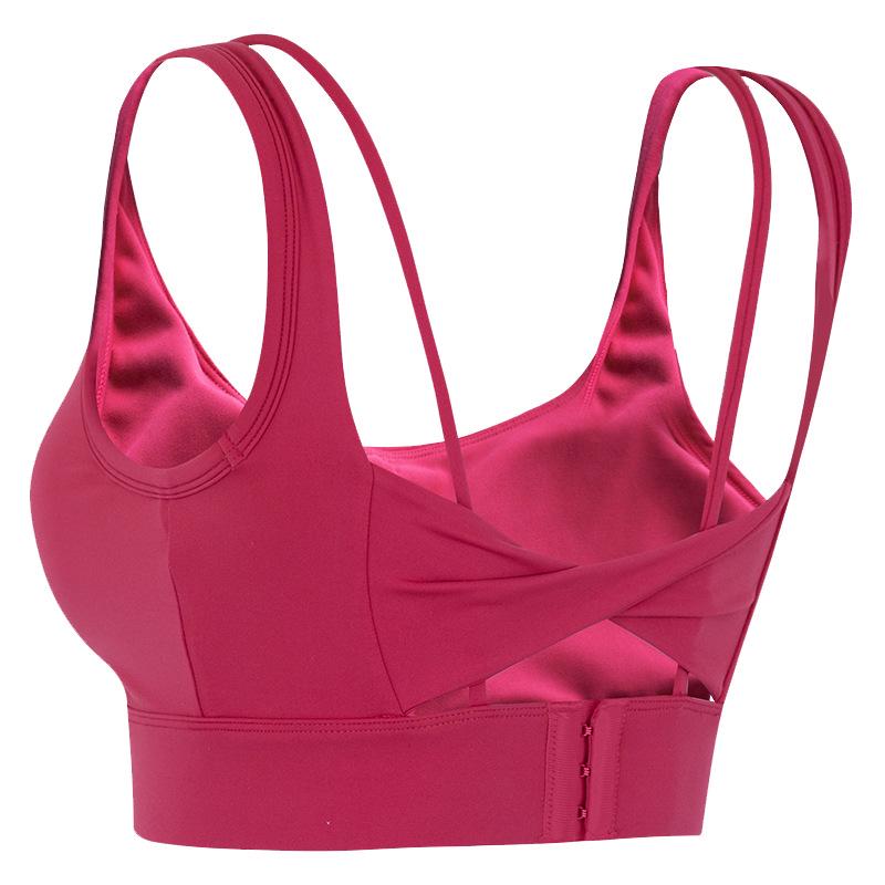 

Трансграничный ударопрочный спортивный бюстгальтер: Отбеливающий поддерживающий топ для йоги и пилатеса для бега Large розы красного