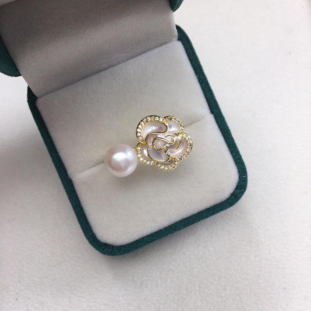 Zhuji Adjustable Camellia Pearl Ring - Natural Freshwater Pearl Jewelry