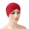 H117 Forehead Criss Cross Muslim Turban Pure Color Stretch Inner Hijabs For Caps Ready To Wear Women Head Scarf Under Bonnet