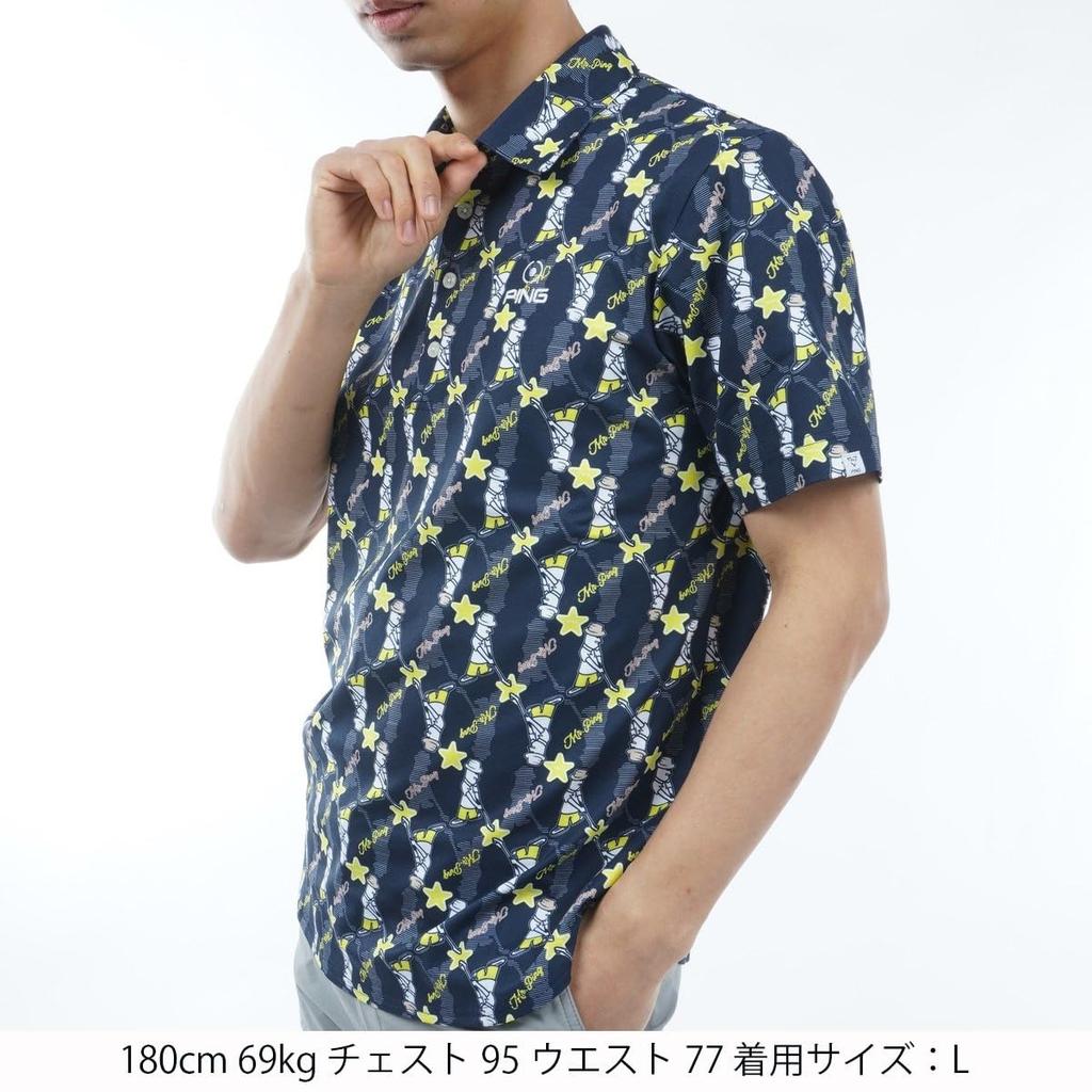 Ping Apparel Short Sleeve Polo Shirt Ping Golf M Men's (Mr. All-Over Print, Stretch) / / 621-4160207 120_Navy