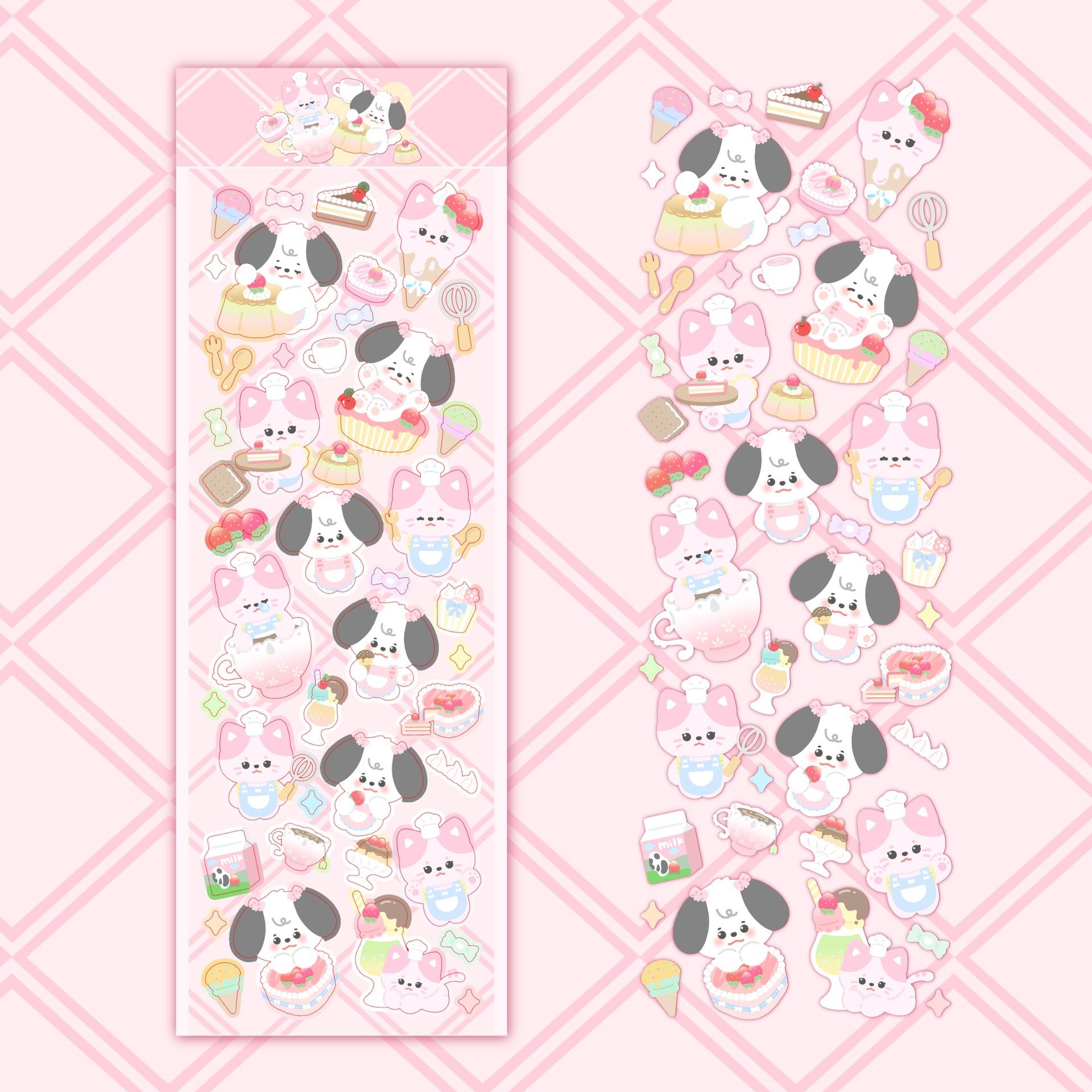 Корейская популярная лазерная наклейка с изображением кошки и щенка Gooka — фото 4