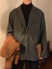 Unisex Japanese Retro Plaid Suit Jacket - Casual Spring/Autumn Vintage Style