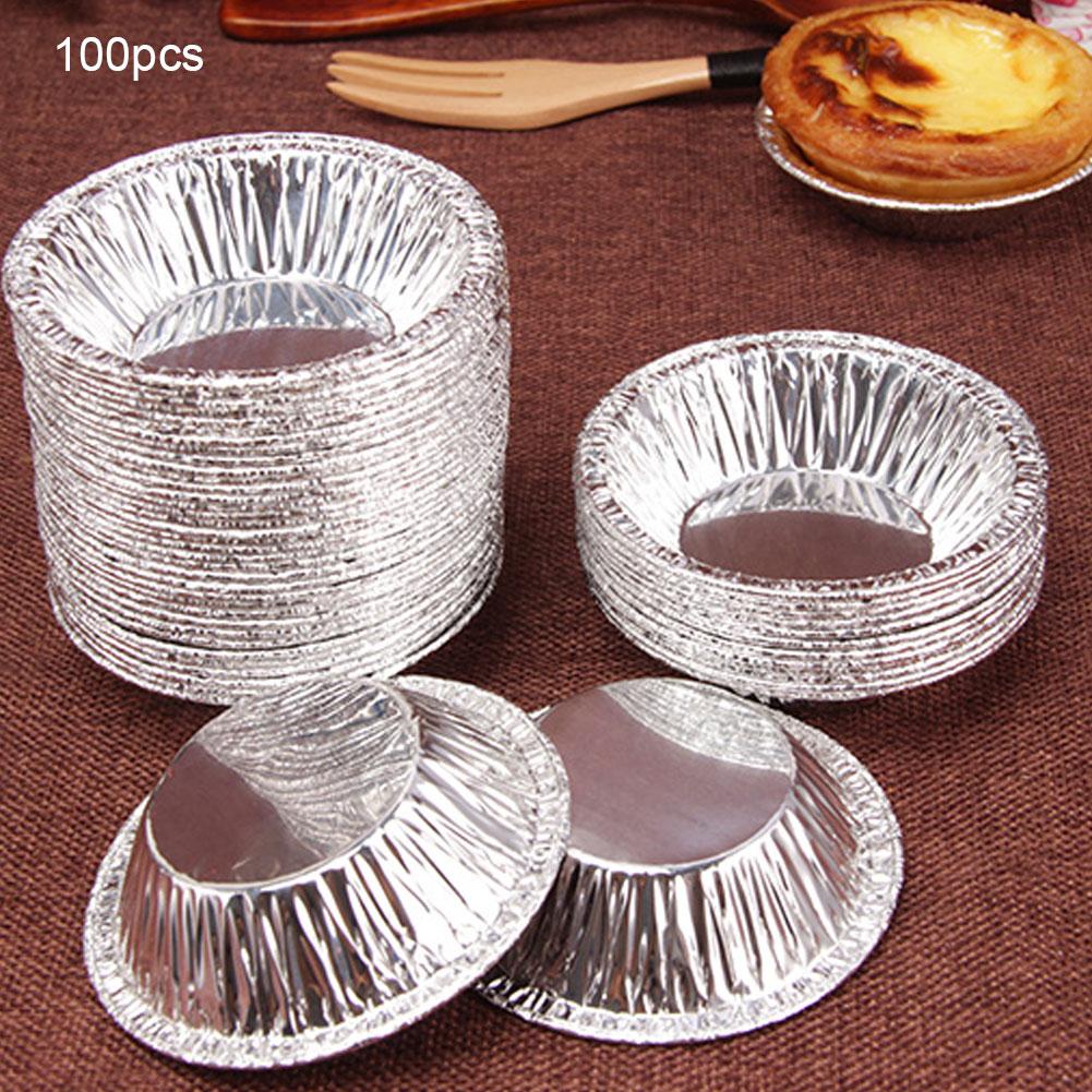 100PCS NonStick Egg Tart Mold Cupcake Cake Cookies Tin Mould Case Cup Kitchen Baking Tool