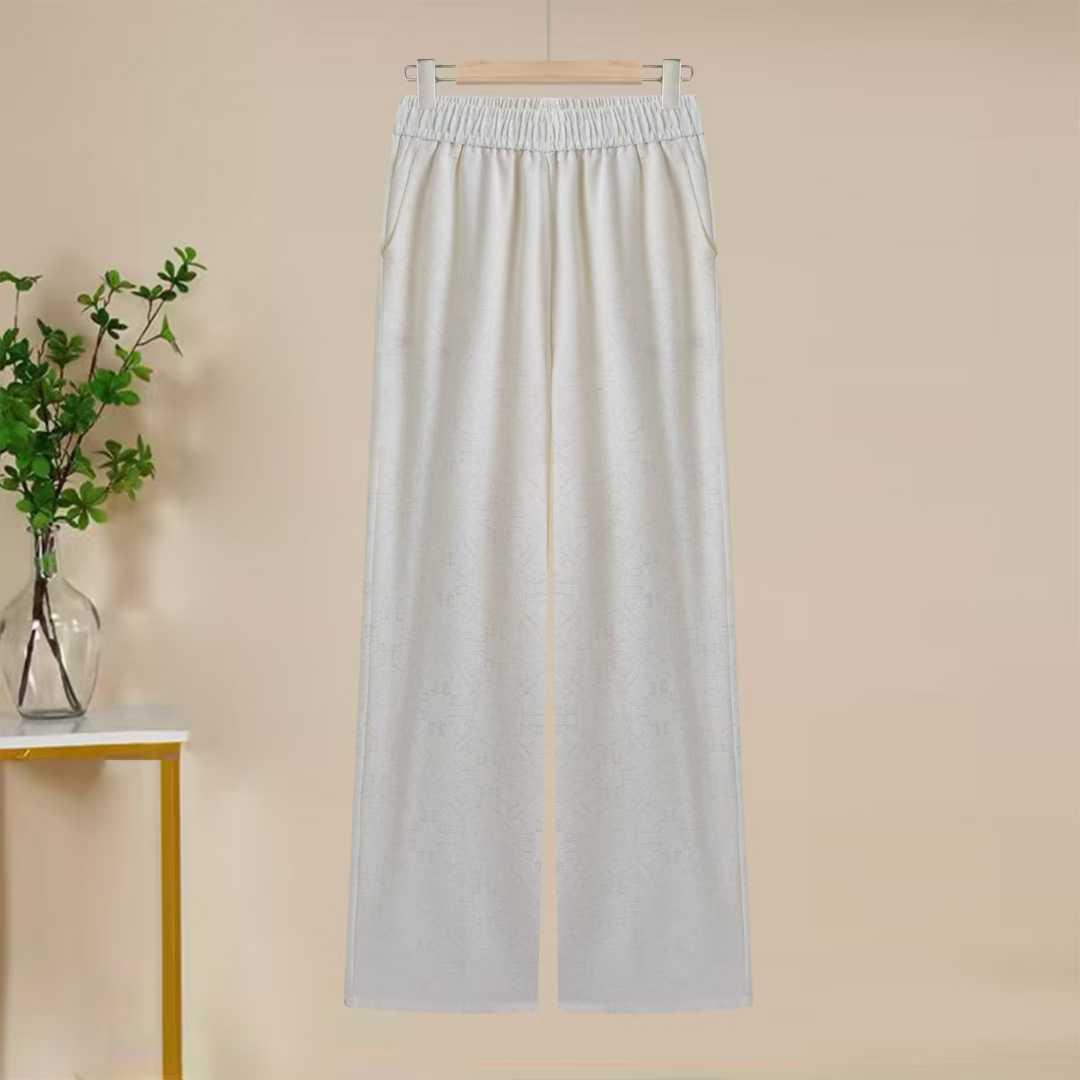 New High-end Women s Anti-wrinkle Acetate Jacquard Wide-leg Pants - Spring/Autumn Style, Casual High-waisted Straight-leg Design 4XL (135-150 jin)