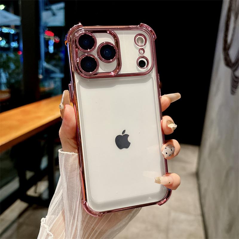 

Plating Transparent Shockproof Phone Cases For Apple iPhone 17 Air 16 15 14 Plus 13 12 11 Pro Max X XR XS Max Soft Cover iPhone 13