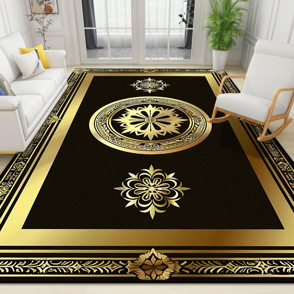Large Size Luxury Golden Rugs for Living Room Home Nordic Style Bedroom Decor Carpet Non-slip Coffee Table Mat Tapis Salon