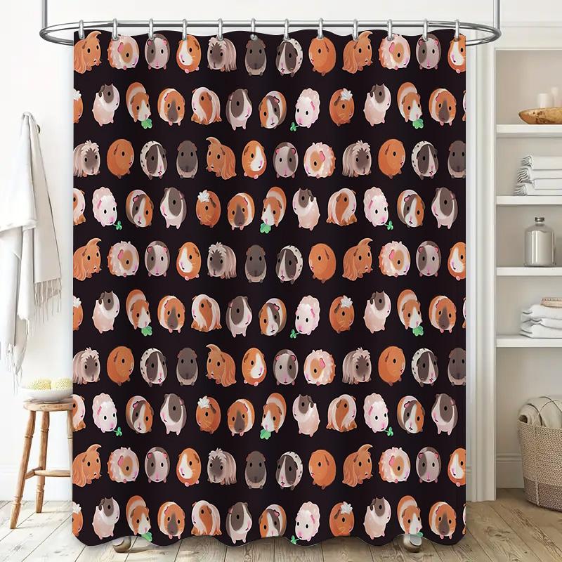 Cute Shiba Inu Dog Shower Curtain Waterproof Bathroom Decor Japanese Dog Pattern Washable Fabric Modern Home Textile