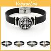 Unique Saint Benedict Medal Charm Bracelet Versatile Black Leather Unisex Jewelry Piece