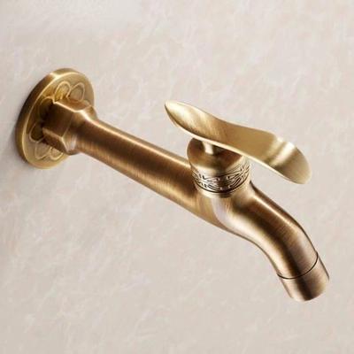 Long Garden Use Bibcock Faucet Tap Crane Antique Brass Finish Bathroom Wall Mount Washing Machine Water Faucet Taps YT-5156-A