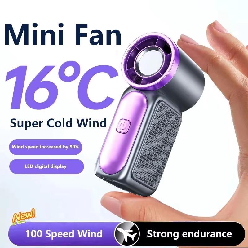 2026 Mini Portable Handheld Fan with Digital Display Speeds Adjustable USB Rechargeable Pocket Cooling Fan for Outdoor Travel