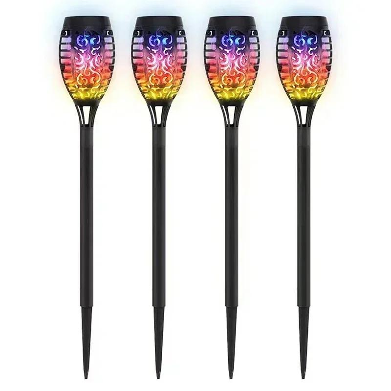 1/2/4/6/8/10/12Pcs Solar Flame Torch Light Flickering Light Waterproof Garden Decoration Outdoor Lawn Path Yard Patio Floor Lamp