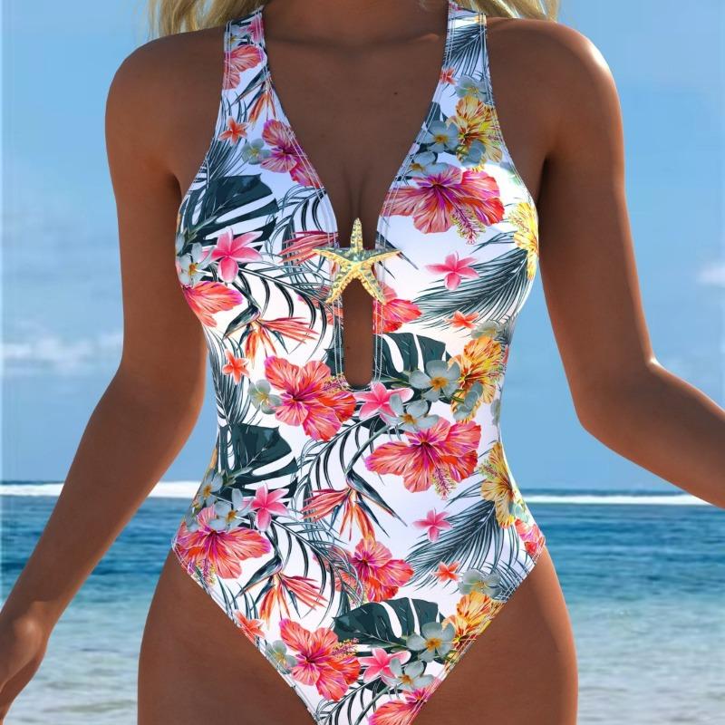 2026 Europejski i Amerykański Letni Seksowny Kostium Kąpielowy Bikini Jednoczęściowy Damski Print Seksowny