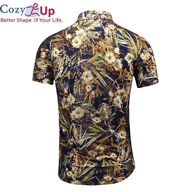 Cozy Up Flower Shirt Large Size Shirt, Beach Polyester Cotton Shirt, Stretch Short-sleeved Shirt