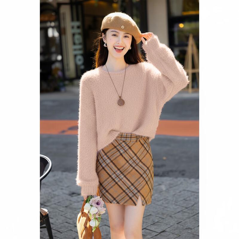 Dámský měkký pletený svetr z umělého norka ITISF4