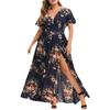 2024 Summer Women's Dress Large Size European American Printed Hem Split Fashion Trendy
