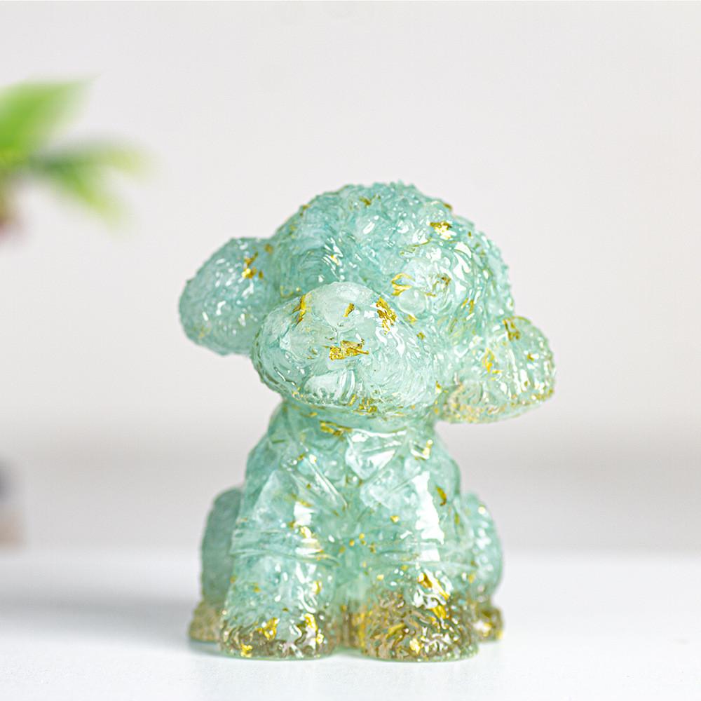 Figurine Chien Teddy Art Résine Décoration Cristal Pour Cadeau Et Décoration Intérieure
