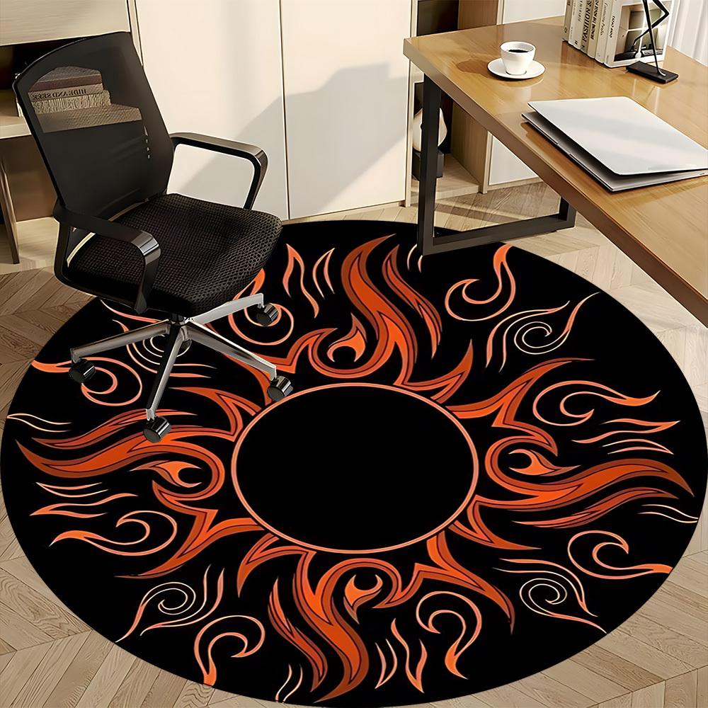 1PC Flame Design Chair Carpet for Office, Indoor Non-Slip Washable Carpet, Soft Comfortable Mat For Office Room yy250930227