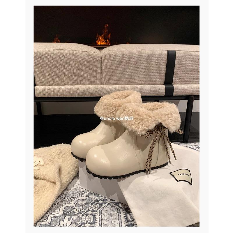 

Женские легкие зимние термоизоляционные меховые сноубутсы на толстой подошве, нескользящие, с амортизацией, для повседневной носки, спортивные, хлопковые ботинки 40