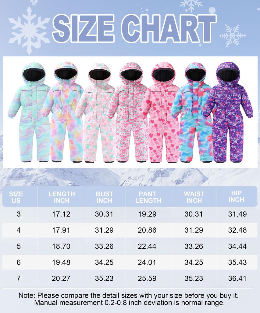 Hiheart Snowboard and Ski Adjustable and Perfect for Snow Baby Size 130 Kids' Wear, One-Piece Jumpsuit, Size, Waterproof, Warm, Play, Pink,