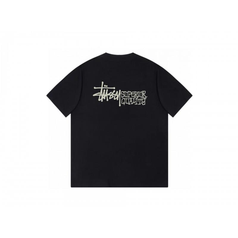 Stussy Short Sleeve T-Shirt Teens Loose Fit 270g Cotton Round Neck Casual Wear