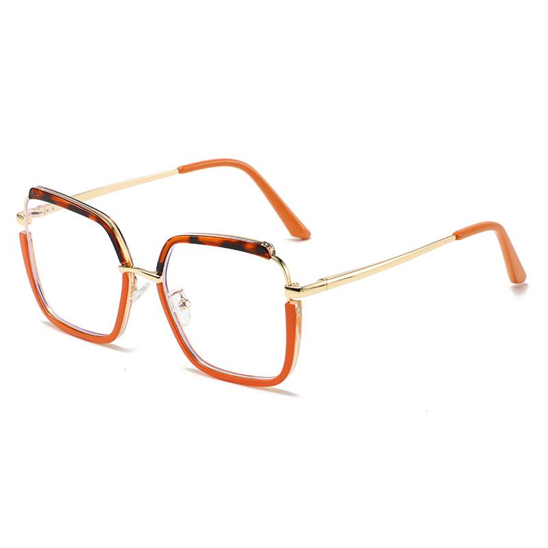 Trendy European & American Style Color-Block Large Frame Women's Glasses - Photochromic Anti-Blue Light.