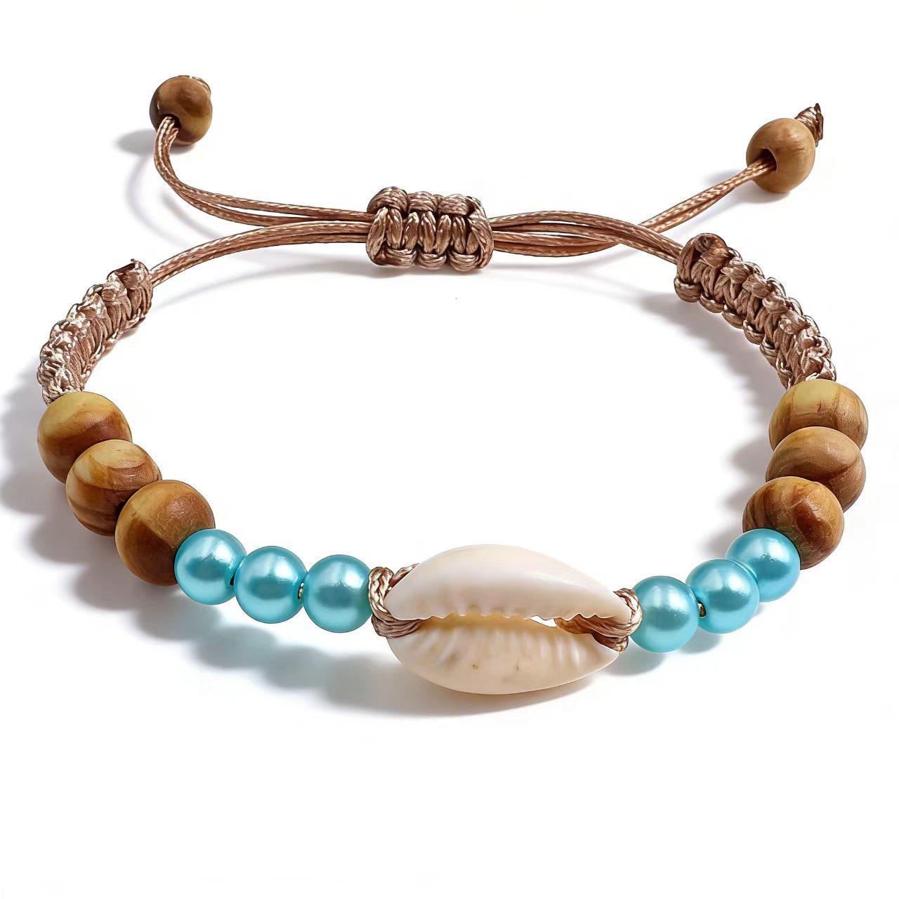 Богемный Ретро Ракушка Жемчуг Узел Плетеный Парный Браслет