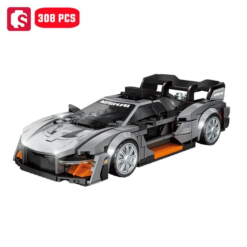 Non-Toxic Sembo Block Sports Car Supercar Assembly Building Blocks Moc Racing Vehicle Model Construction Set Kids Toys Children Christmas Gift