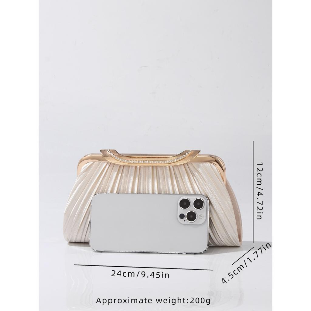 New Dinner Bag Pleated Banquet Evening Clutch Bag Women's Evening Wear One Shoulder Oblique Span Pleated Dress Women's Bag