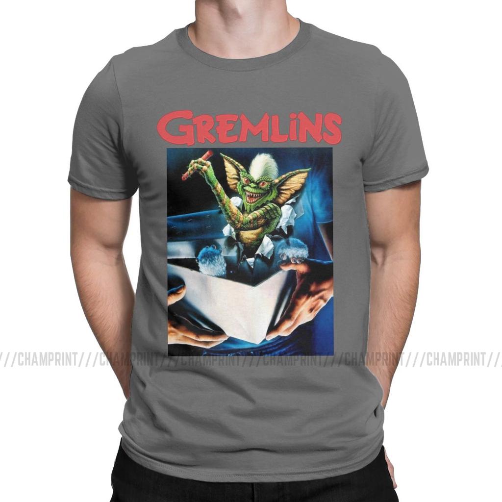 Gremlins Men S T Shirts Gizmo Monster Gremlin 80S Horror Christmas Movie Awesome Tees Round Neck