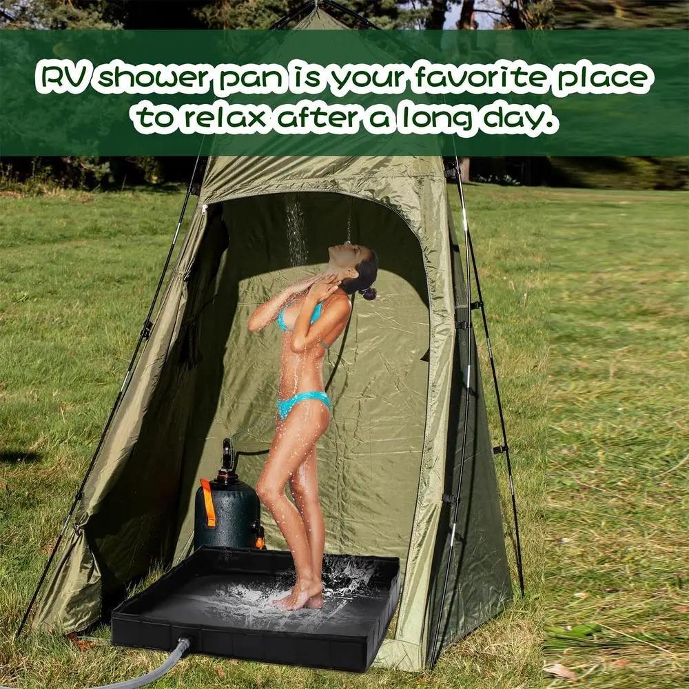 Outdoor Square Foldable Tent Water Tray, Storage Pool Baby Fishing Pool, Shower Water Basin for Camping, Hiking