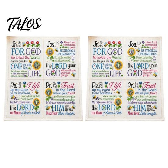 Beginners Crafting Materials 1/2Pcs Prayer Fabric Square, Religious Quilt Square with Text & Flower Sewing Projects Print, DIY Craft for Quilting