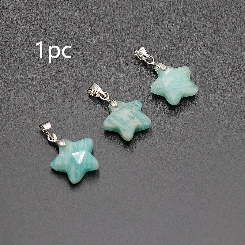 1pc Natural Crystal Star Pendant Necklace Five Pointed Charm Amethyst Stone Necklace Jewelry
