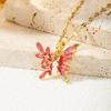 Sweet Enamel Butterfly Necklace Gold Color Pearl CZ Choker Necklaces for Women Fashion Jewelry