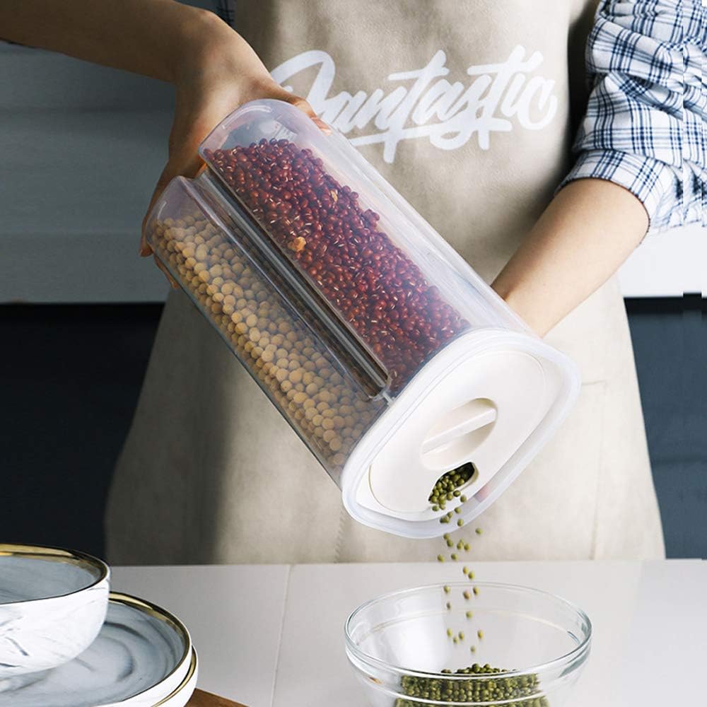 Airtight Food Storage Container, Clear Kitchen Cereal Storage Containers with Airtight Food Lids and Compartments Ideal for Cereal Candy Snacks, 3L